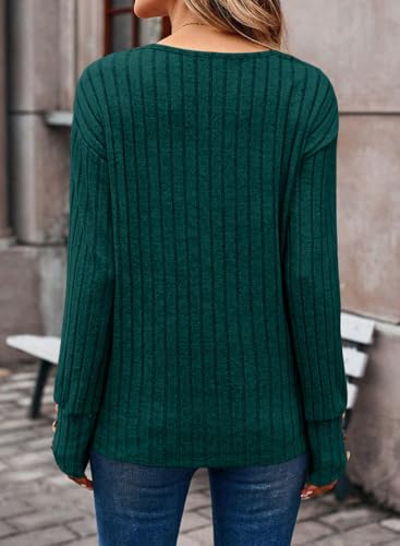Image of Dokotoo Womens Tops V Neck Lightweight Sweater Fall Long Sleeve Top 2026 | Decorative Buttons, Soft Breathable Knit Material, Pullover Tunic Tops, Business Casual, Fall Outfits, Winter Clothing 2026
