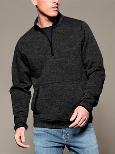 Men's Quarter-Zip Long Sleeve Fleece Sweatshirt with Pockets Mock Neck Comfort Golf Sweatshirts Pullover Sportswear4
