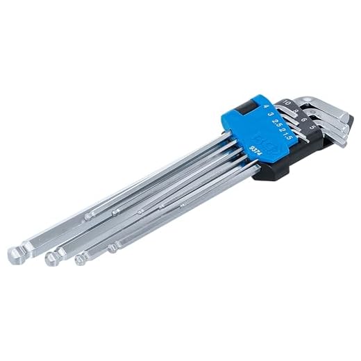 BGS 9374 | Juego de llaves allen | extra largas + extra cortas | hexágono interior/hexágono interior con cabeza de bola 1,5 - 10 mm | 9 piezas