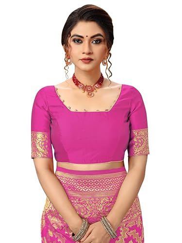 Image of TRENDMALLS Women's Banarasi Silk Saree with Unstitched Blouse Piece