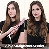 Dekuri 2 in 1 Hair Straightener and Curler, Smooth Titanium Plate,30s Fast Heat Flat Iron, 120-230℃ LCD Display, Ionic Hair Straighteners for Women(Pink)