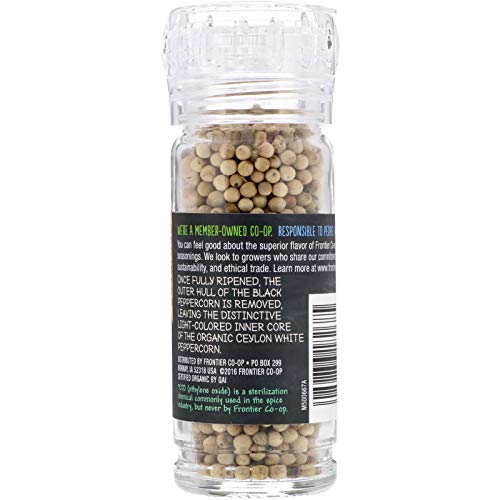 Frontier, Peppercorn White Ceylon Grinder Organic, 2.08 Ounce #TOP1