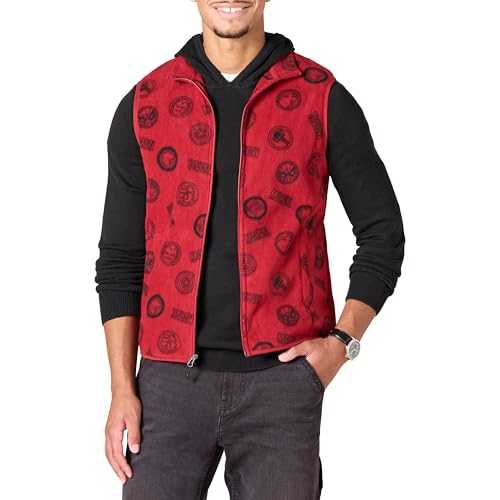 Amazon Essentials Disney | Marvel | Star Wars Herren Polarfleece-Westen, Marvel Logo, L