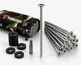 Camping Set Erdschrauben 8×300 mm mit TX40 Bit 18 Stück aus Edelstahl A2 Schraubheringe 18 Gummi Unterlegscheiben und Aufbewahrungsbeutel, Bodenanker für Zelt, Vorzelt,Pavillon,Mähroboter Plattform