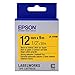 Epson LabelWorks Strong Adhesive LK (Replaces LC) Tape Cartridge 1/2" Black on Yellow (LK-4YBW) - for use with LabelWorks LW-300, LW-400, LW-600P and LW-700 Label Printers