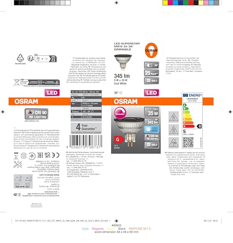 OSRAM Superstar Reflector lamp, GU5.3-Base Clear Glass,Cold White (4000K), 345 Lumen, 35W-Replacement, dimmable, 6-Pack - Image 4