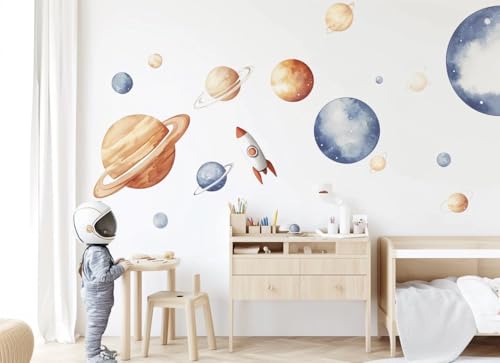 Vinilo decorativo sistema solar espacio para pared 40x40 cm