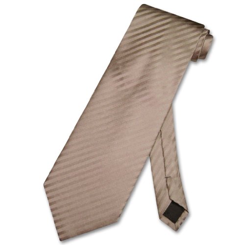 Vesuvio Napoli Men's Dress Vest NeckTie MOCHA Lt. BROWN Vertical Striped Design Neck Tie Set3