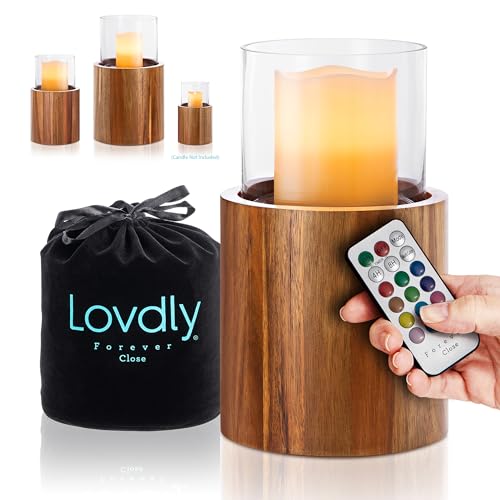 Lovdly Cremation Urn for Human Ashes | Keepsake Urns for Cremation Ashes | Decorative Urn Made from Premium Wooden Base with Glass Top & Flameless LED… (Wood, Medium Acacia)