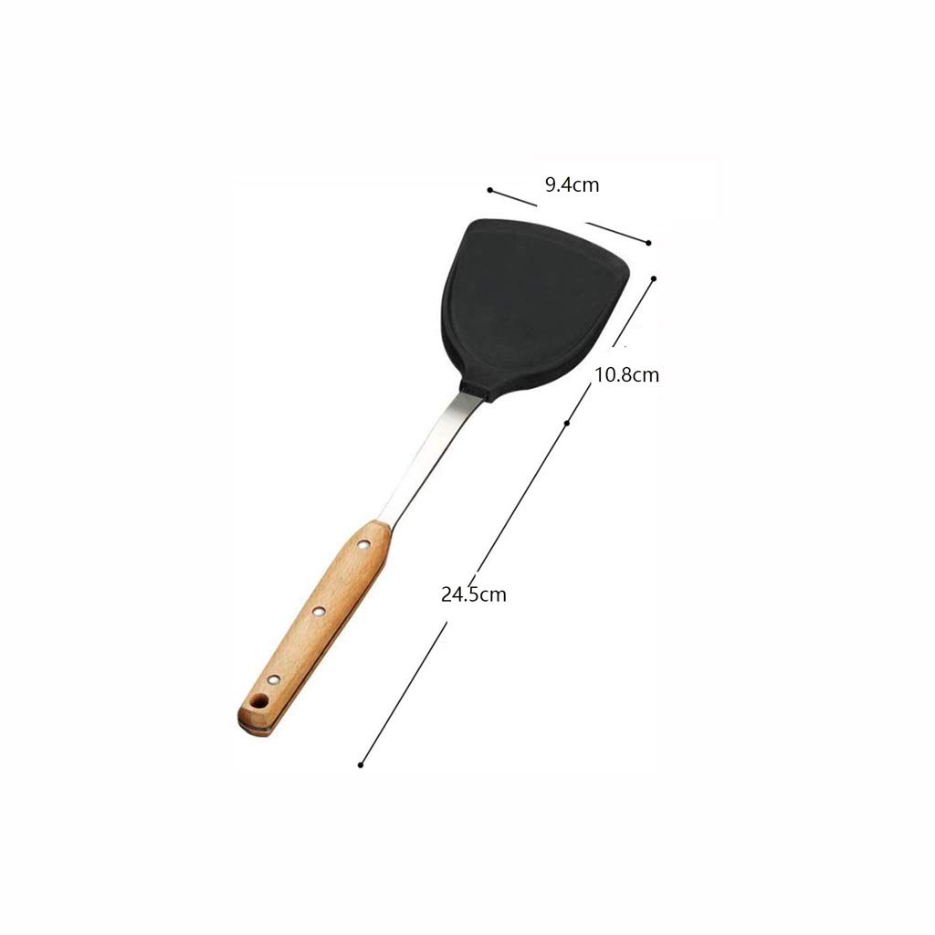 Spatola wok – Spatola antiaderente in acciaio inox per cucinare e cuocere, utensile da cucina in silicone resistente al calore