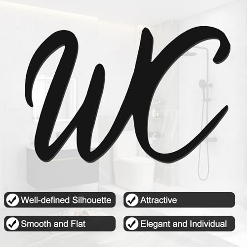 2 Stück WC Schild, WC Türschild Aufkleber 15x10 cm,Toilettenschild Selbstklebend, Toiletten Schild für Wohnungen, Hotels, Büros, Parkhäuser und Restaurants(Schwarz)