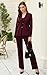 Women's 2 Piece Suits Business Casual Outfits Long Sleeve Solid Blazer with Pants Professional Office Work Sets Burgundy