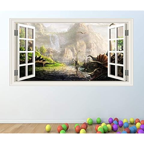 1Stop Graphics Shop DINOSAUR WALL STICKER FULL COLOUR - GIRLS BOYS BEDROOM WINDOW W53 Size: Large Cover