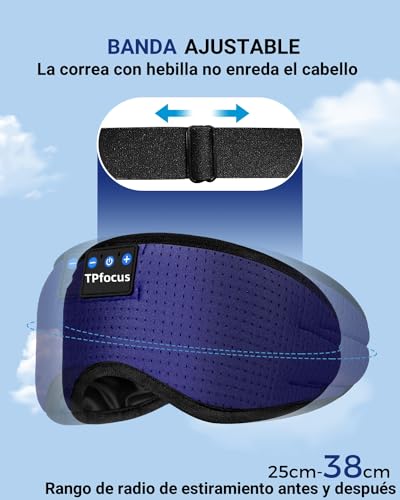 Miniatura 7 de Tpfocus Antifaz Para Dormir Auriculares Bluetooth Diadema, Auriculares Inalámbricos Para Dormir De Lado,Oficina, Viajes Aéreos, 3d Live Sound Para Rv, Asmr, Juegos Y Música 360,Regalos Únicos Azul