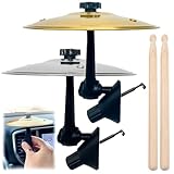 Frstem Car Cymbal Drum Air Vent (Gold+Silver), Mini Cymbal for Car with 2 Drumsticks, Easy Install Music Toy Gift