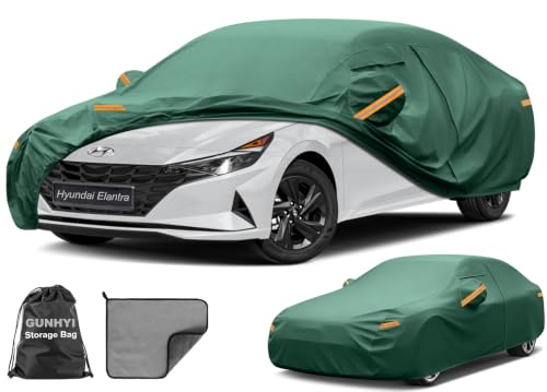 GUNHYI Capa para carro Hyundai Elantra (2000-2025) à prova d'água para todos os climas, capa externa completa resistente de 16 camadas com aberturas, alças à prova de vento e toalha, proteção de neve