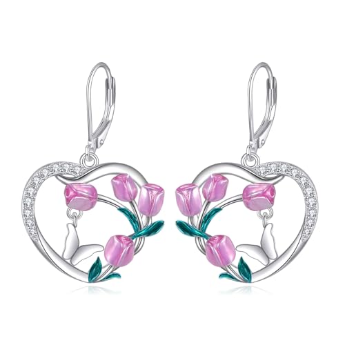 Boucles d'oreilles tulipe argent sterling 925 de haute qualité