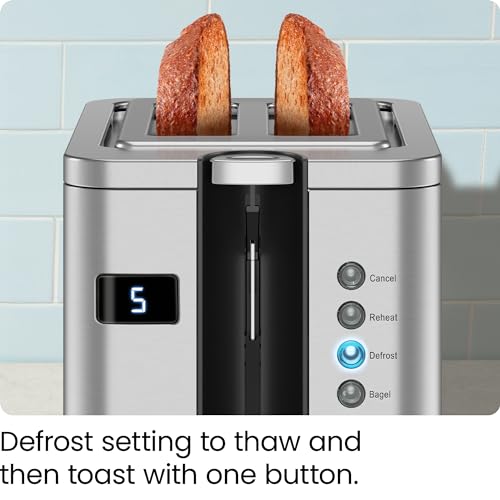 Chefman 2-Slice Digital Toaster, Pop-Up, Stainless Steel, Extra-Wide Slots For Bagels, Defrost, Reheat, Cancel Functions, Removable Crumb Tray by Chefman - Image 8