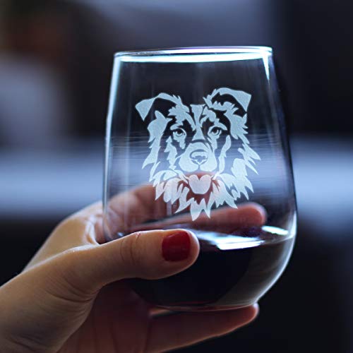 Border Collie Stemless Wine Glass - Cute Dog Themed Decor And Gifts For Moms & Dads Of Border Collies - Large 17 Oz #TOP3