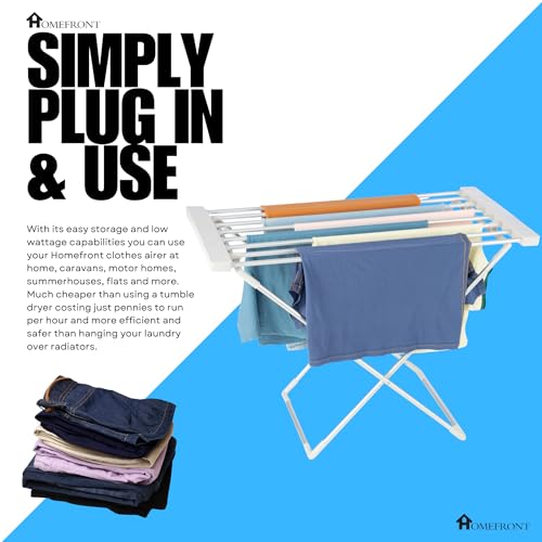 Homefront Heated Clothes Airer Dryer Rack, 130W Electric - Indoor Portable Free Standing Deluxe Eco Dry - Energy Efficient, Low Energy - Aluminium, Silver - 7