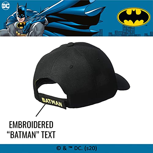 Concept One Dc Comics Batman Baseball Hat, Embroidered Logo Adjustable Cap With Curved Brim, Black, One Size #TOP2