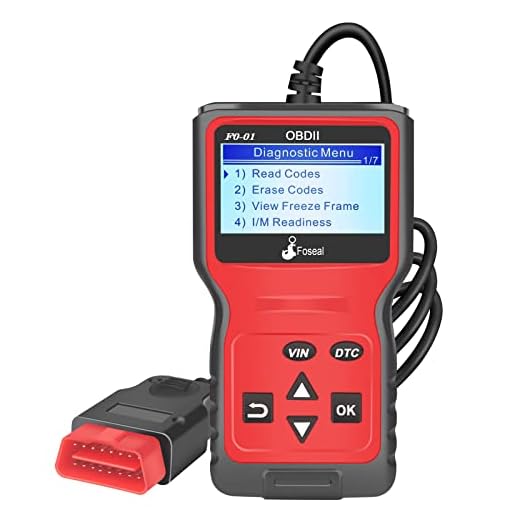 Foseal OBD2, trådbunden-bilskanner, Plug and Play kodläsare, HD LCD-skärm, röd