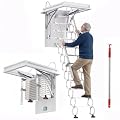Pull Down Attic Ladder 12-Step, Ceiling Mount Retractable Attic Stairs with Handrails, Heavy Duty Attic Access Ladder for Garage, Loft & Storage, 660lbs Capacity (31.1 x 35 in)