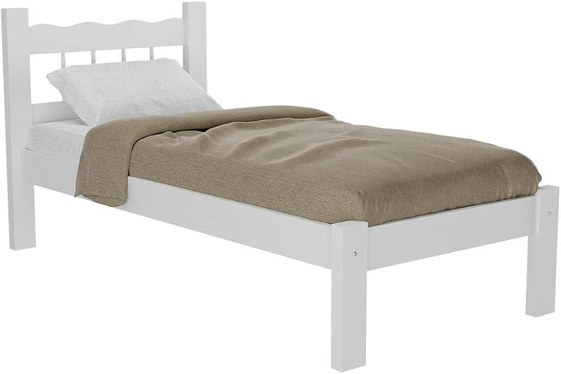 Multimóveis Cama Solteiro Madeira Maciça Madri Cr4141 para Colchão 78/88 x 188cm Branca