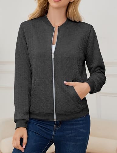 Image of Womens Full Zip Up Cardigan Sweater Casual Solid Long Sleeve Sweatshirt Coat with Pocket