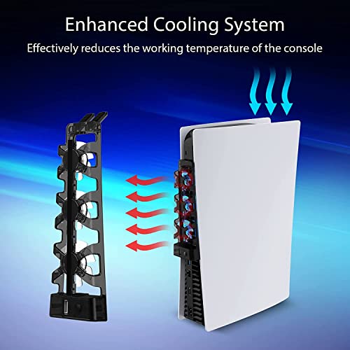 Image of Tobo Dobe PS5 Accessories Cooling Fan with LED Light, Efficient Cooling System,Cooler Fan for PlayStation 5 with 3 Fans Levels and Extra USB Port. TD-312GA