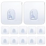 JelKen Self Adhesive Hooks,12 PCS Heavy Duty Plastic Wall Hooks for Bathroom, Kitchen, Office, Closet