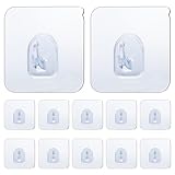 JelKen Self Adhesive Hooks,12 PCS Heavy Duty Plastic Wall Hooks for Bathroom, Kitchen, Office, Closet