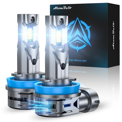 AtomBulb H11/H8/H9 Bulbs, 40000LM 6500K Cool White, 1:1 Mini Size, 1000% Super...