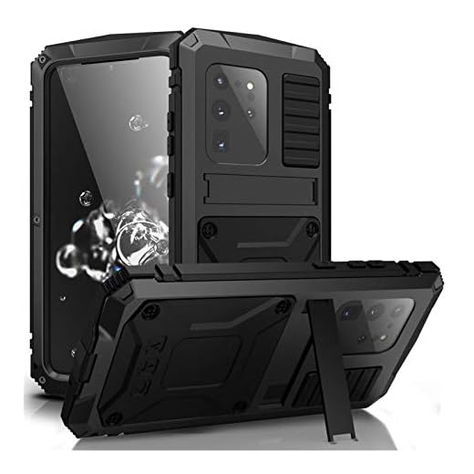 mobilskal Metal ShockoProof Fodral Fit For Samsung Galaxy Note 20 Ultra Vattentät Cover 360 Full Body Protective Armor Fall Fit För Samsung Note 20 (Bundle : Samsung Note 20, Color : Black)