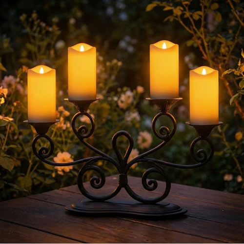 Image of Livinlarge Solar Candles Outdoor Waterproof,6pcs 3 inchx6 inch Solar Flameles Candle |Dusk to Dawn,Auto On /Off,White Fake Candles for Patio Yard Deck Window Table Decor,Holiday Gifts for Mom and Wife