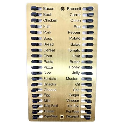 Liste de magasinage réutilisable, liste de magasins réutilisable Liste des épiceries en métal avec une échelle claire et des onglets de diapositive...