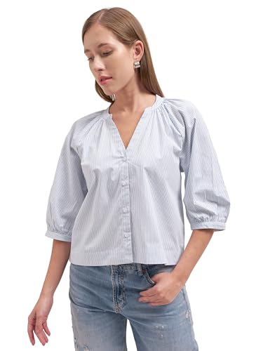 Image of Tokyo Talkies Women Tops for Woman|Women Oversized Fit Crop Top Shirt|Comfortable Premium Korean Button Down | Workwear Top for Office & Casual Outfit