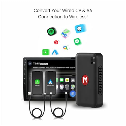 Image of MEGAAUDIO Tune 2-in-1 Wireless Car Adapter | Convert Wired Android Auto & Apple CarPlay to Wireless | Bluetooth Car Receiver | Seamless Connectivity | Works with OEM Factory Wired Systems Only