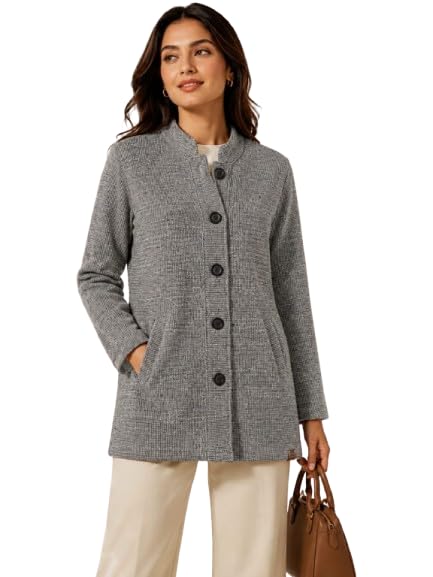 Women's Solid Sweater Mandarin Collar Button-Up Winter Cardigan Full Sleeve Soft Warm Casual Sweater for Women-image-44