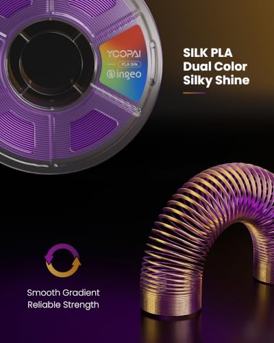 Image of YOOPAI Dual Color Silk PLA Filament 1.75mm, Two-Tone Coextrusion PLA 3D Printer Filament, Shiny Color Change Finish, Enhanced Formula for Stable Printing, 1kg Spool, Purple Gold