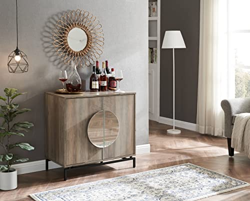 Home Source Grey Wash Console Bar Cabinet With Half Moon Handles #TOP19
