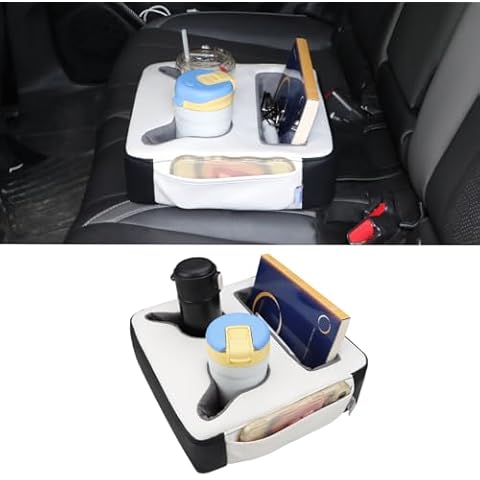 MARCHFA Cup Holders for Car Backseat Cup Holders Rear Seat Drinks Holder Car Backseat Organizer Storage Backseat Accessories for Car Couch Boat Cup Holder Tray (Black + White) Cover