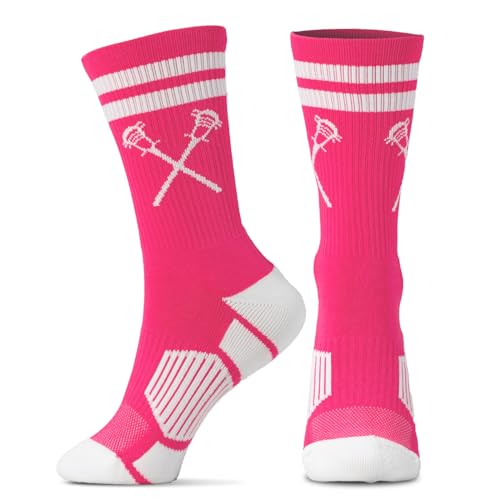 Image of ChalkTalkSPORTS Lacrosse Socks - Cushioned Mid-Calf Crew - Crossed Sticks | Moisture-Wicking Performance Blend, Athletic Lax Gear, Stay-Up Technology, Arch Support, Breathable, Boys and Men
