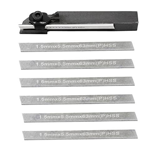 BLUEFOX TOOLS 8mm Mini Parting Tool Cut Off Holder With 6 Pieces HSS Blades For Mini Lathe