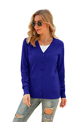 Image of VIISHOW Women Long Sleeve Button Down V Neck Lightweight Basic Knit Sweater Cardigan