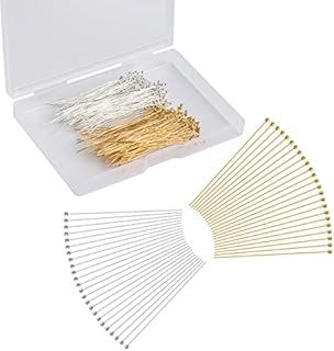 KINBOM 300pcs Straight Head Pins for Jewelry Making Assorted, 2inch Long End Head Pins Silver and Gold Jewelry Pins for Beads for DIY Crafts Earring Bracelet Necklace Pendant (Ball Head Pin)