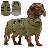 Peferhouse Dog Warm Winter Coat - Dog Cold Weather Reflective Jacket with Harness Hole Thick Vest ArmyGreen M
