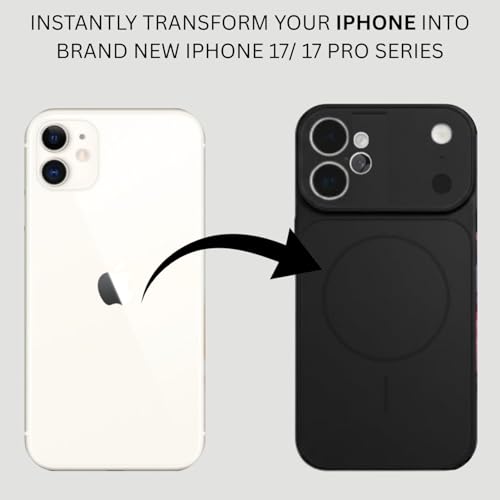 Image of Converter Case for iPhone 12 | Premium Protective Mag-Safe Cover | iPhone 17 Pro / iPhone17 Pro Max Series Style Design | in-Built Camera Guard | Wireless Charging Compatible (Black)
