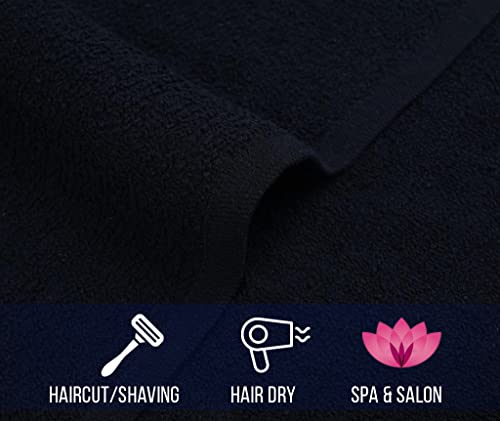 Zuperia 100% Ring Spun Cotton Salon Towel - 24 Pack 16" X 27" Premium Quality - Ultra Soft & Highly Absorbent Salon Towel Hotel & Spa Quality Hand Towels For Gym Salon Spa & Home Care (Black) #TOP3