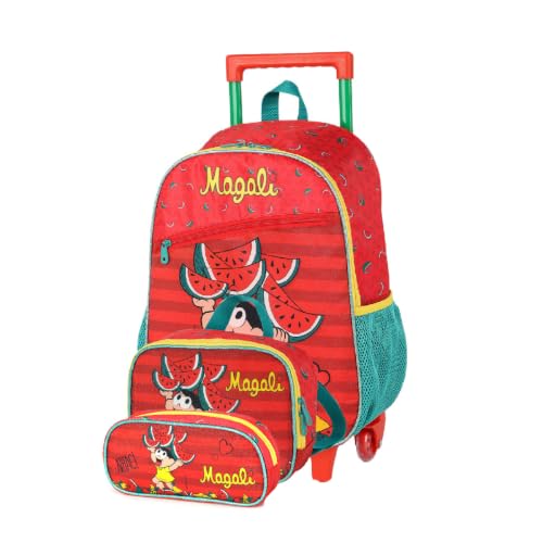 Kit Mochila Rodinha + Lancheira + Estojo Turma Da Mônica
